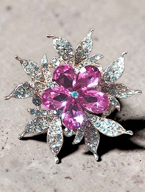 Pink Crystal Flower Brooch